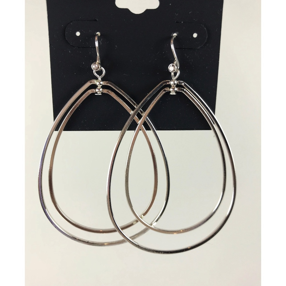 NWT GUESS Teardrop Double Hoop Drop Earring